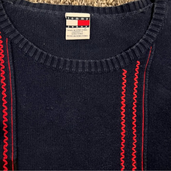 Tommy Hilfiger Women's Y2K Patchwork Sweater - Navy, Red, White - Picture 3 of 5